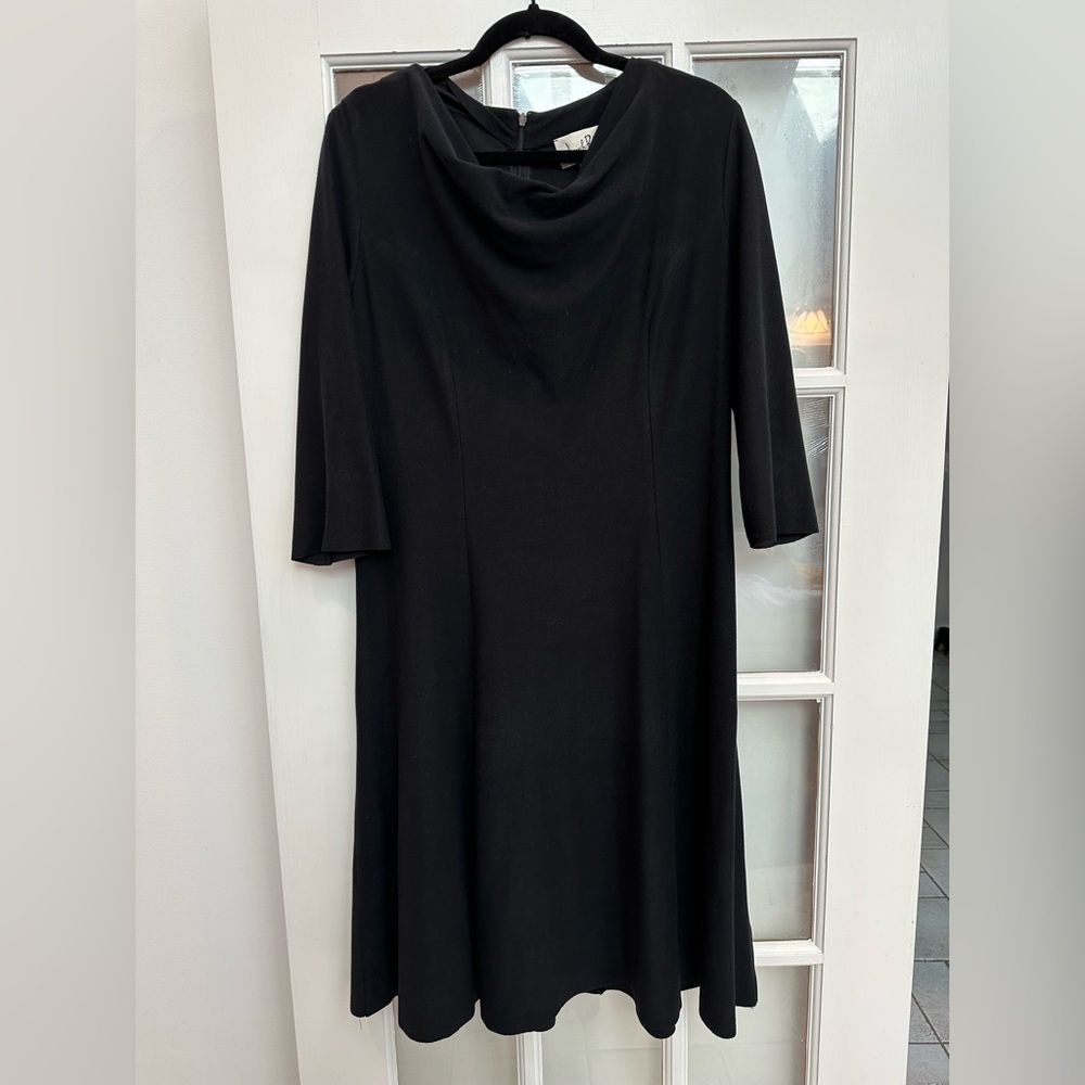 Vintage Joseph Ribkoff Elegant Black Retro Classic Cocktail Swing Dress Size 12